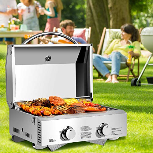Giantex Propane Gas Grill with Main Burners, Stainless Steel Heavy-Duty BBQ Grill for Backyard Party Outdoor Cooking