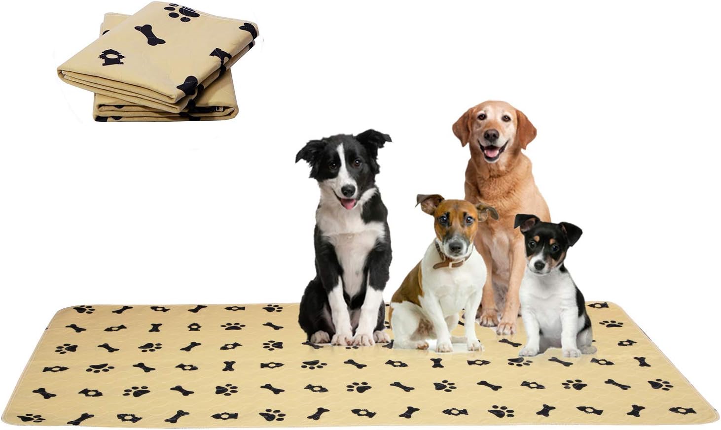 Washable Pee Pads for Dogs + Pet Grooming Gloves - Waterproof & Non-Slip Fast Absorbing Puppy Potty Training Pads,Reusable Whelping Pads, Pee Pad for Guinea Pig Cage,Dog Playpen Mat