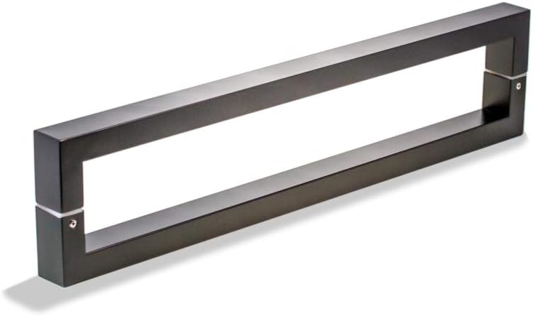 16 Inch Square Rectangle Flat Shape Bar Stainless Steel Modern Contemporary Entry Door Handle Bar Pull Shower Glass Sliding Barn Door Interior Exterior Door Pull Push Matte Black Painted Finish