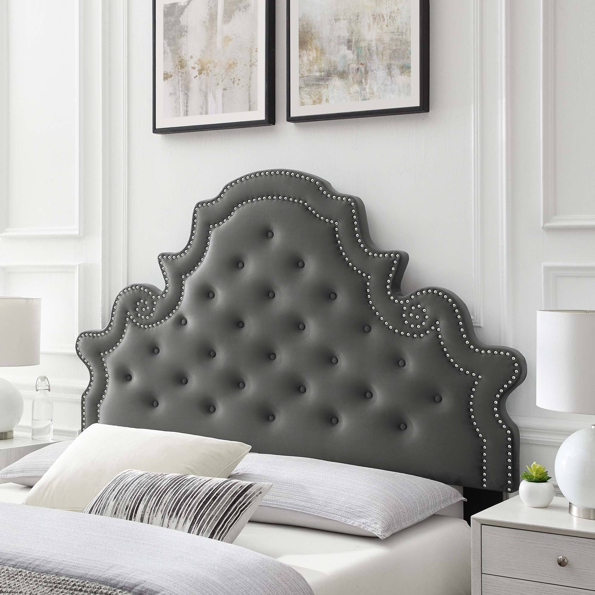 Modway Diana Twin Headboard Tufted Dusty Rose Performance Velvet