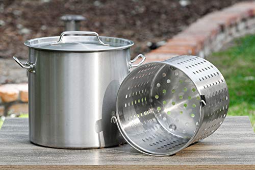 Barton Stock Pot Steamer Basket Lid Commercial Food-Grade 304-Stainless Steel Boiling Steaming