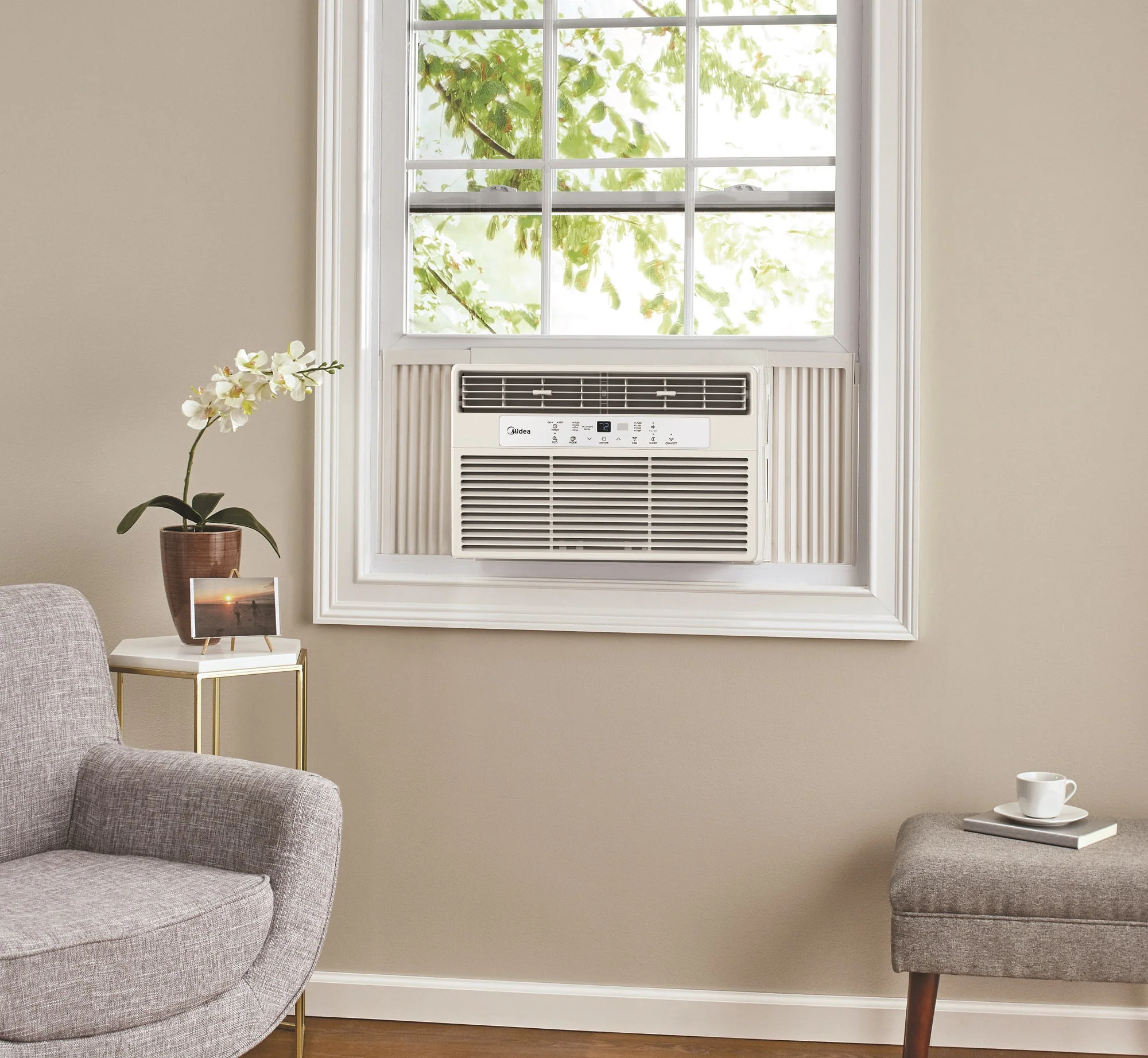Midea 8,000 BTU 115V Smart Window Air Conditioner with Comfort Sense Remote, Covers up to 350 Sq. ft., White, MAW08S1DWWT