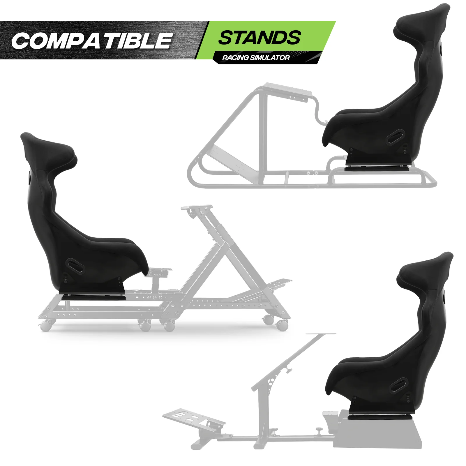 Magshion Racing Bucket Seat, Racing Simulator Game Seat with Adjustable Slide & Angle, Racing Seat for Racing Simulator Cockpit Wheel Stand, Black