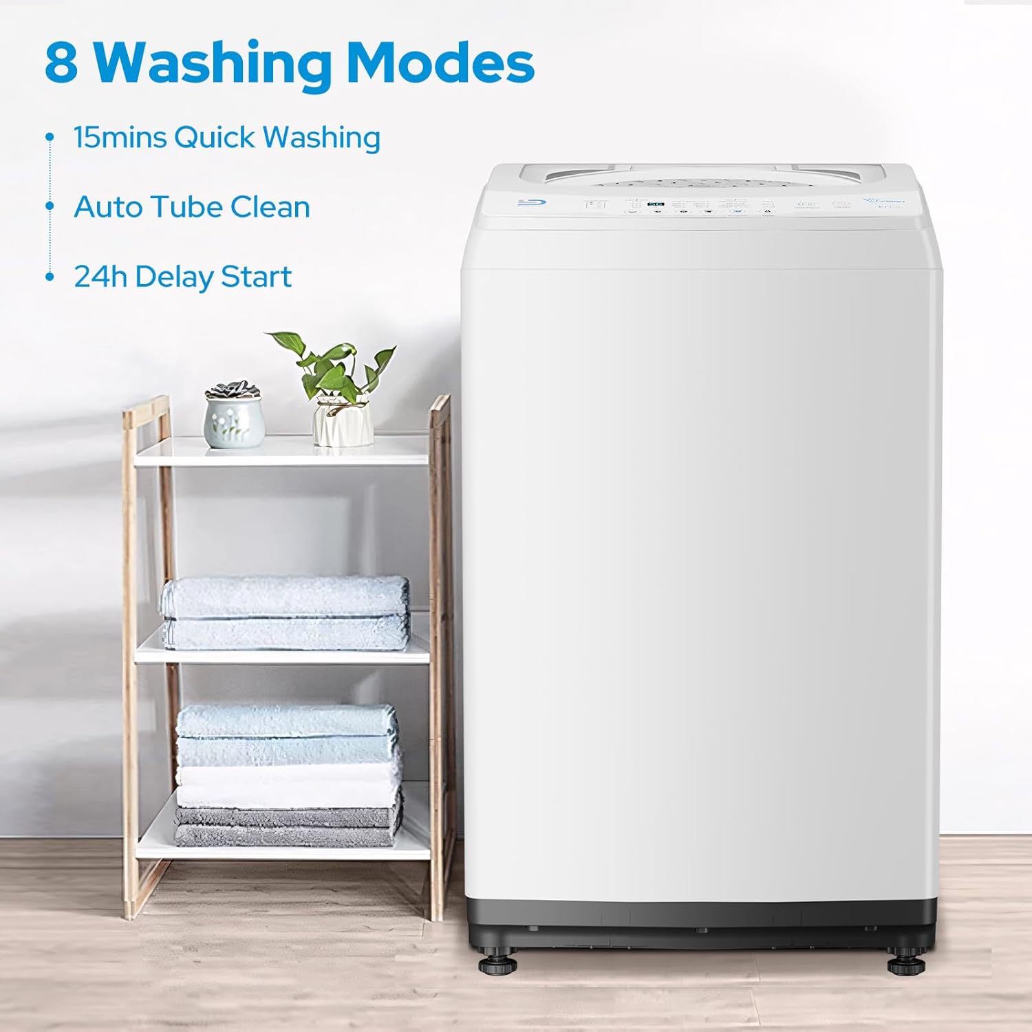 Smileader Washing Machine 2.0 Cu.Ft. Compact Full Automatic lavadora portatil for Apartments, RV, Dorms Portable Washer, White Black
