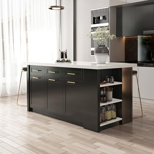 homary 72'' Kitchen Islands with Storage Modern White Kitchen Table with Seating & 3 Drawers Dining Table