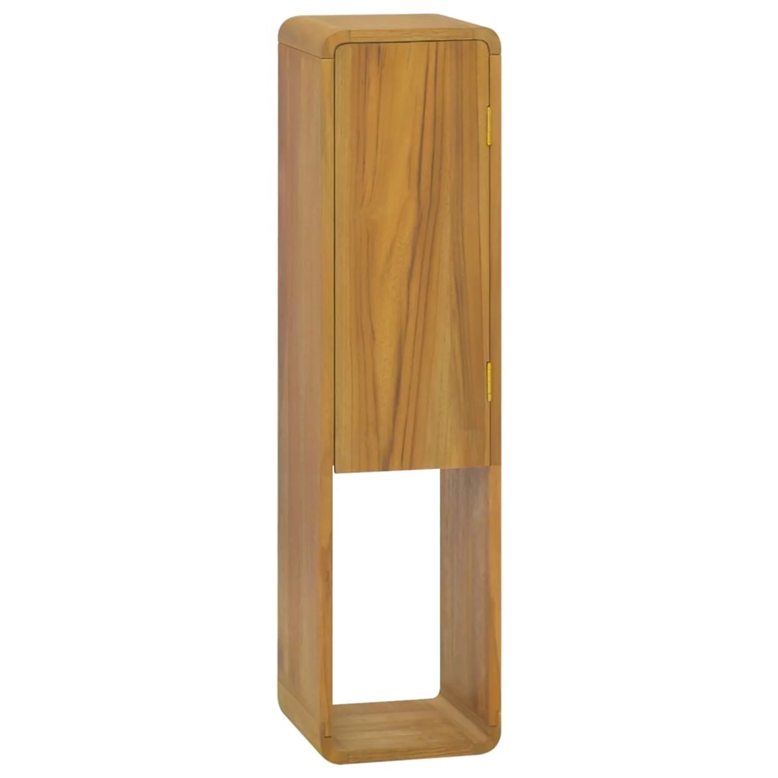Dcenta Wall Mounted Bathroom Cabinet with Door and Shelves Teak Wood Hanging Storage Cabinet for Washroom, Home Furniture 9.8 x 9.8 x 39.4 Inches (W x D x H)
