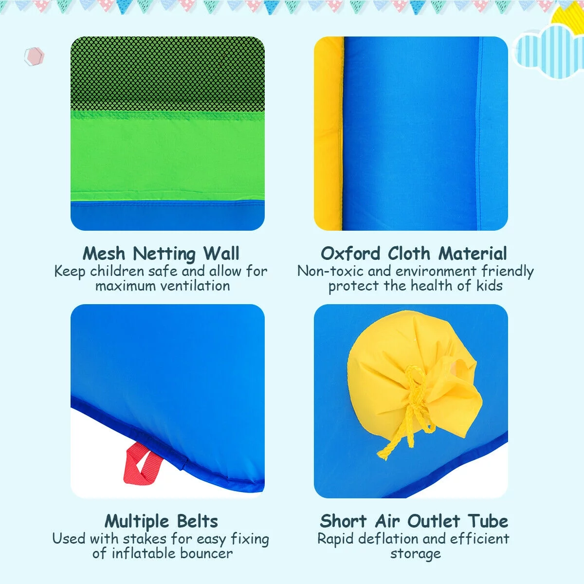 Gymax Inflatable Bounce House Kids Slide Jumping Castle w/ Ball Pit and 480W Blower