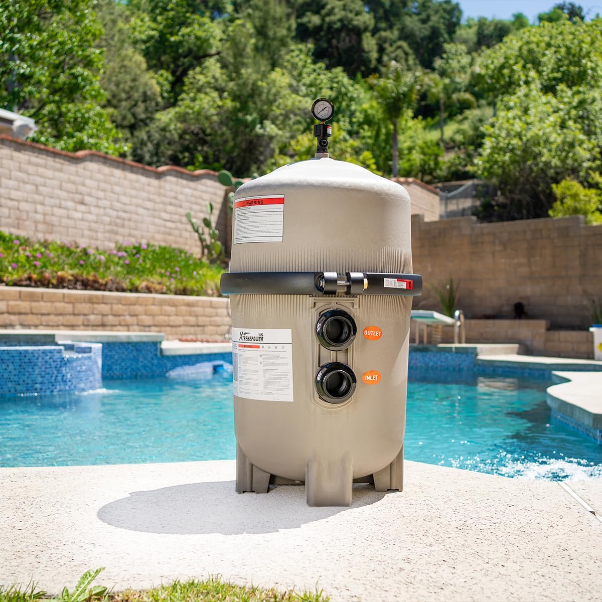 XtremepowerUS Pool Filter for In-Ground Pool Spa Diatomaceous Earth DE Pool Filter, 48 Sq. Ft. 96 Gallons Per Minute Pool Filter