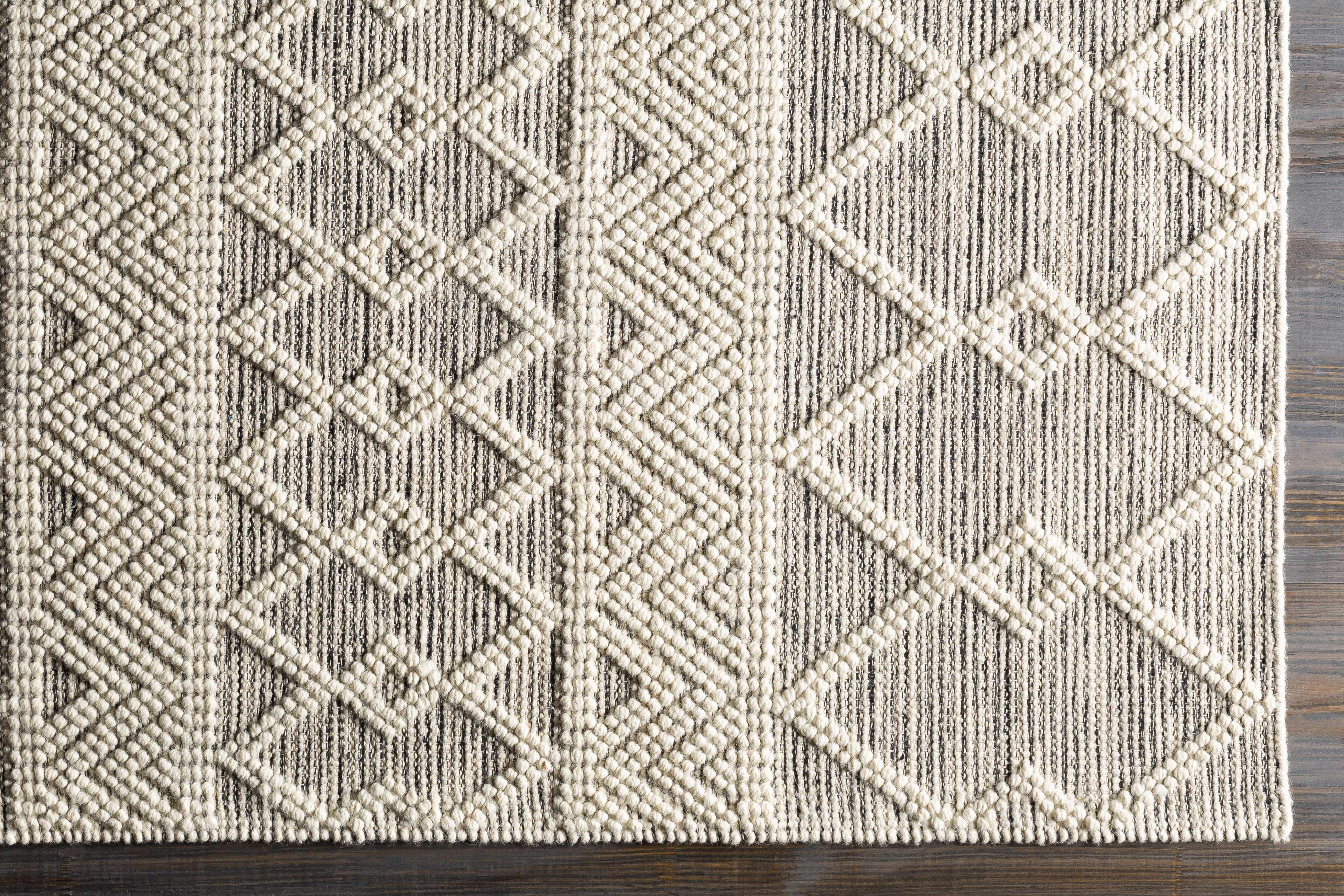 Woolk Moroccan Farmhouse Hand Woven Living Room Bedroom Nursery Wool Small Area Rug - Vintage Handmade Bohemian - Boho Diamond Southwestern - Beige, White, Brown - 2' x 3'