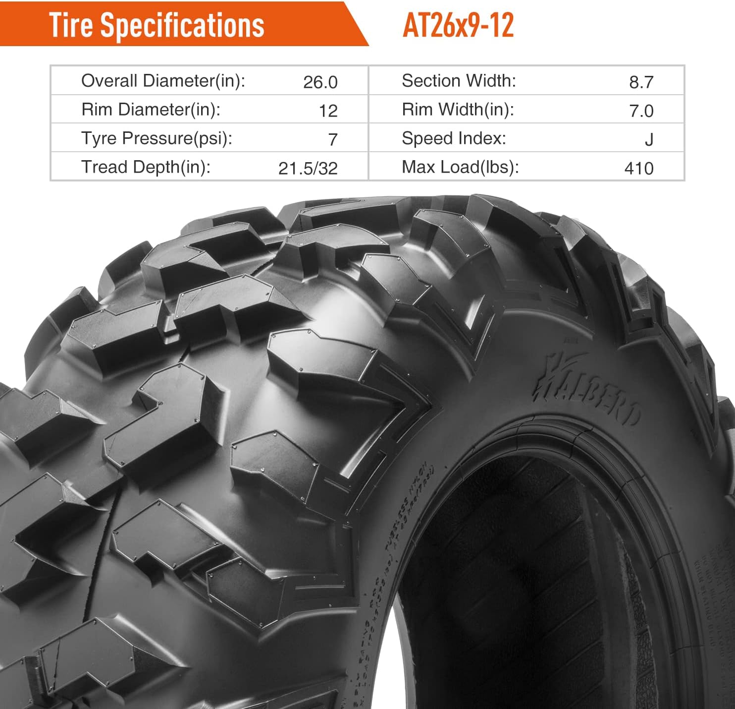 HALBERD ATV Tires, 26x9-12 & 26x11-12 6PR ATV Tires, 17mm All Terrain ATV UTV Off-Road Tires Compatible with Polaris ACE 500 Sportsman 330 450 Arctic Cat Alterra 400 Honda Pioneer 500 520(Set of 4)