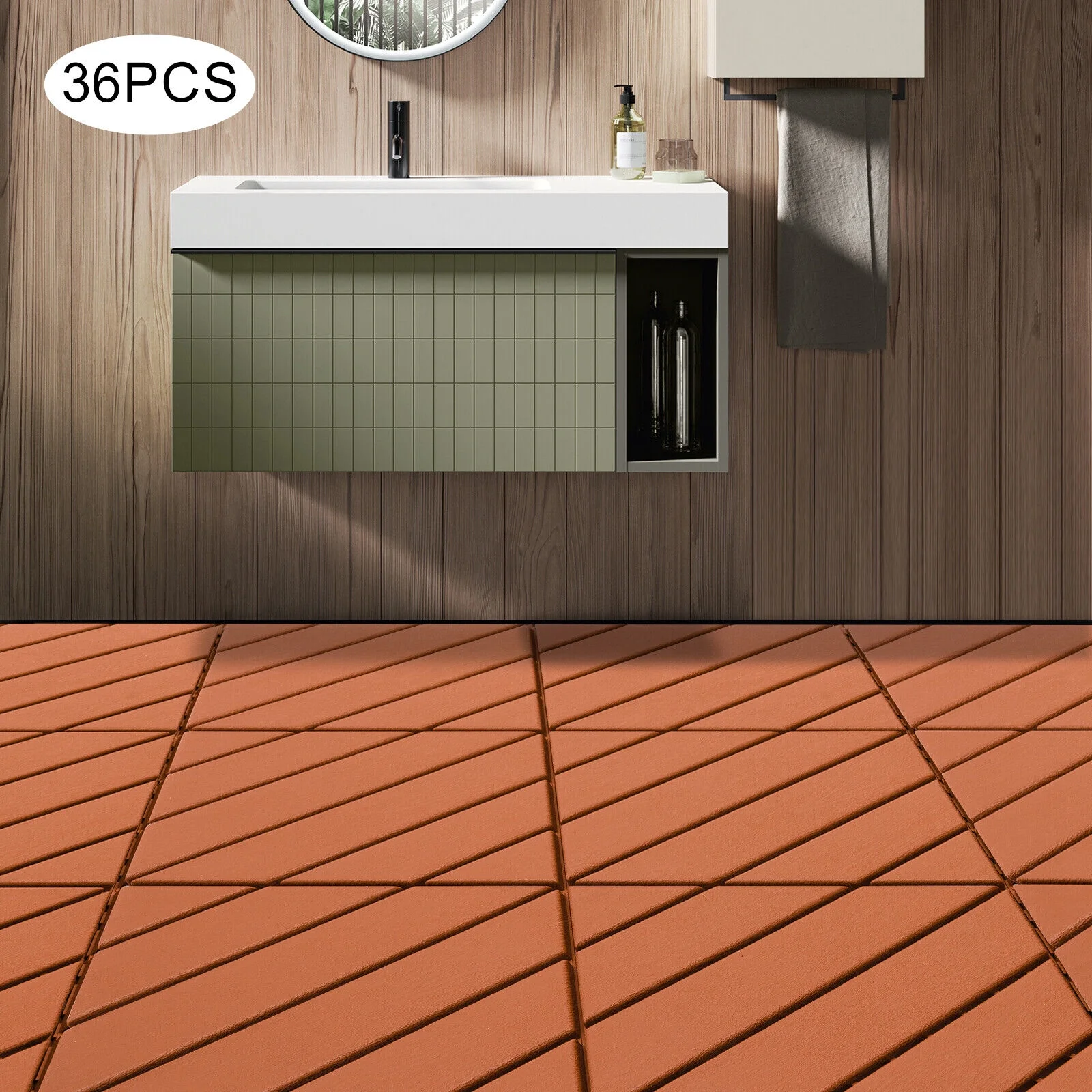Modern 36PCS Interlocking Deck Tiles Floor Mount Plastic Composite Patio Deck Tiles 12”x12”
