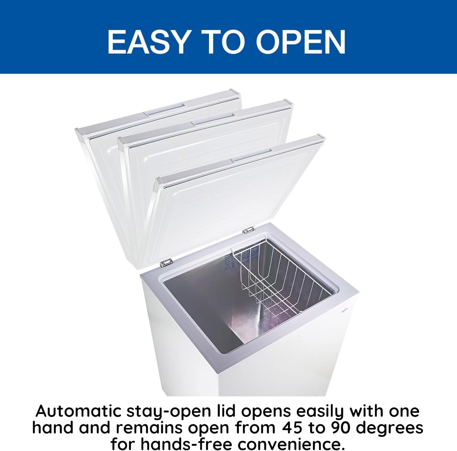 Koolatron Compact Chest Freezer, 5.5 cu ft (155L), White, Manual Defrost Deep Freeze, Storage Basket, Space-Saving Flat Back, Stay-Open Lid, Front-Access Defrost Drain, for Apartment, Condo, Cottage