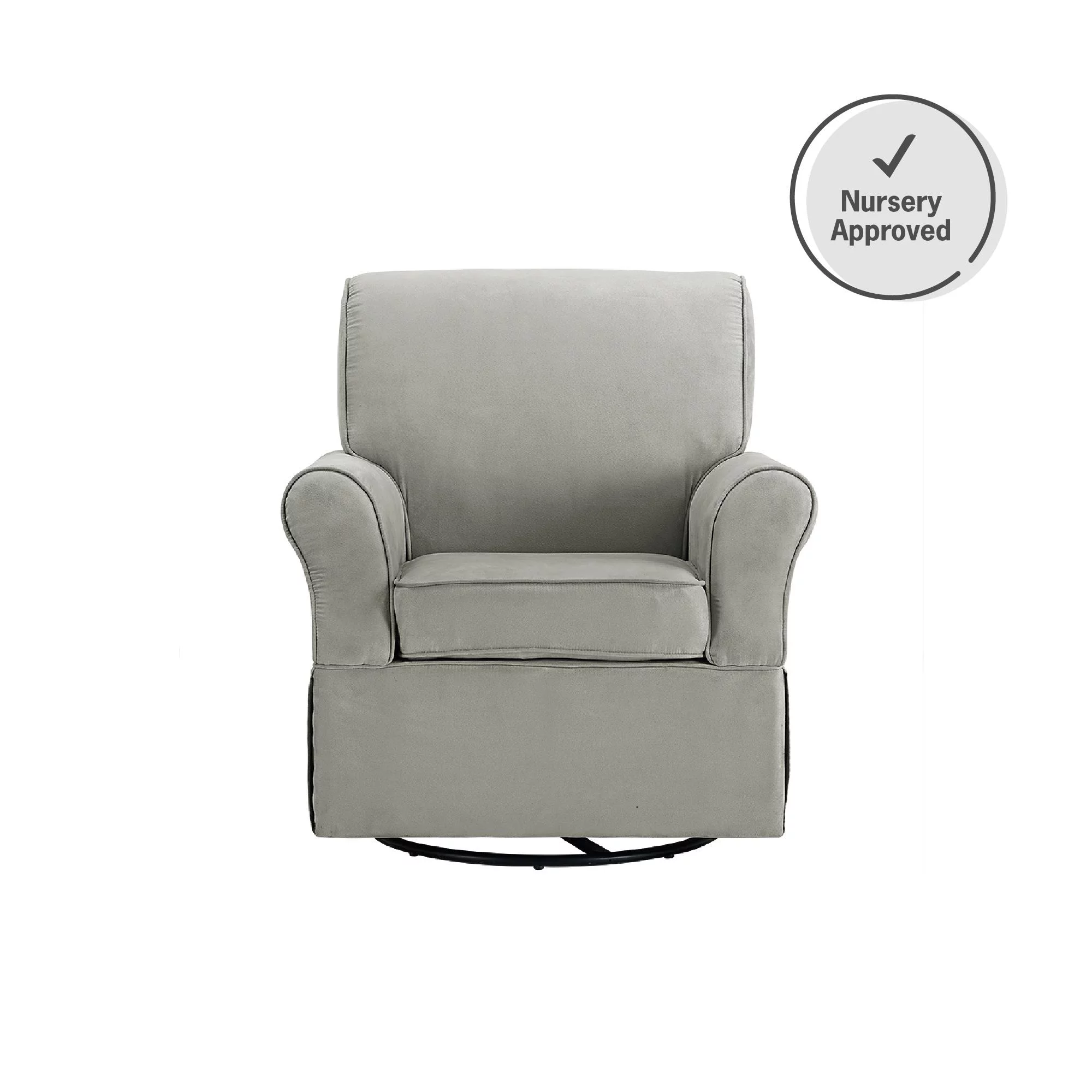 Baby Relax Kelcie Swivel Glider Chair & Ottoman Nursery Set, Gray Microfiber