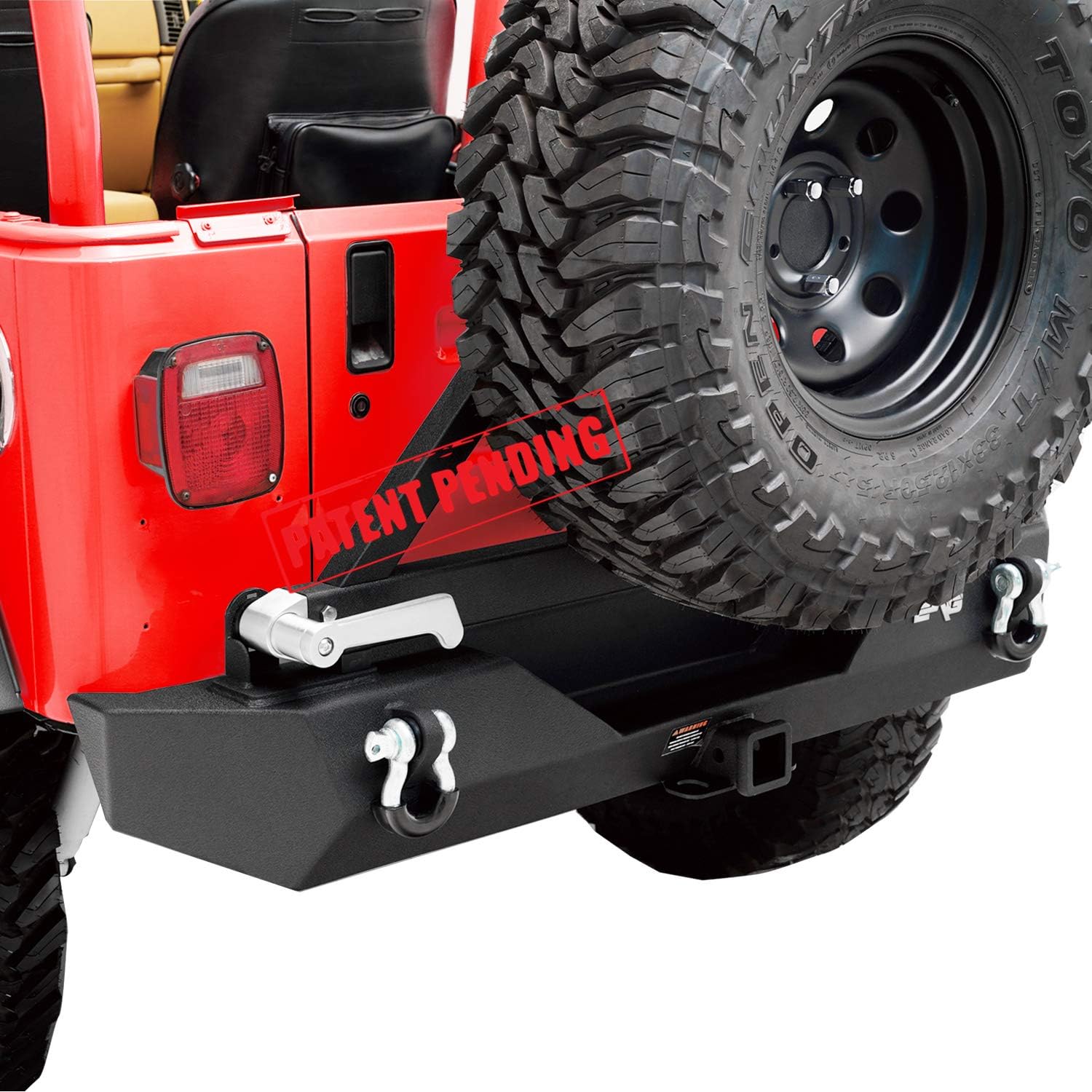 KML Steel Rear Bumper with Assembled Tire Carrier Black Textured Fit for 87-06 Jeep Wrangler TJ YJ