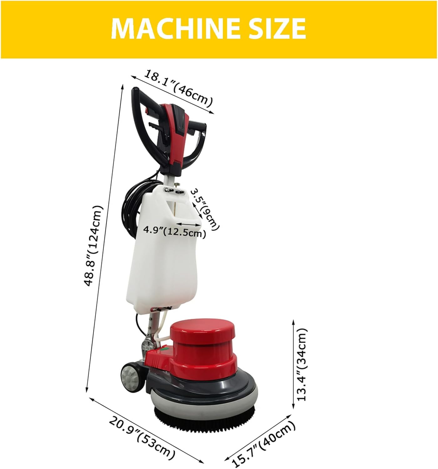 Industrial Floor Buffer Commercial Polisher Floor Scrubber Heavy Duty Floor Polisher Cleaning Machine 17'' Single Pad Tile Scrubber Carpet Burnisher Floor Brush Cleaner 1.5HP 110V Red