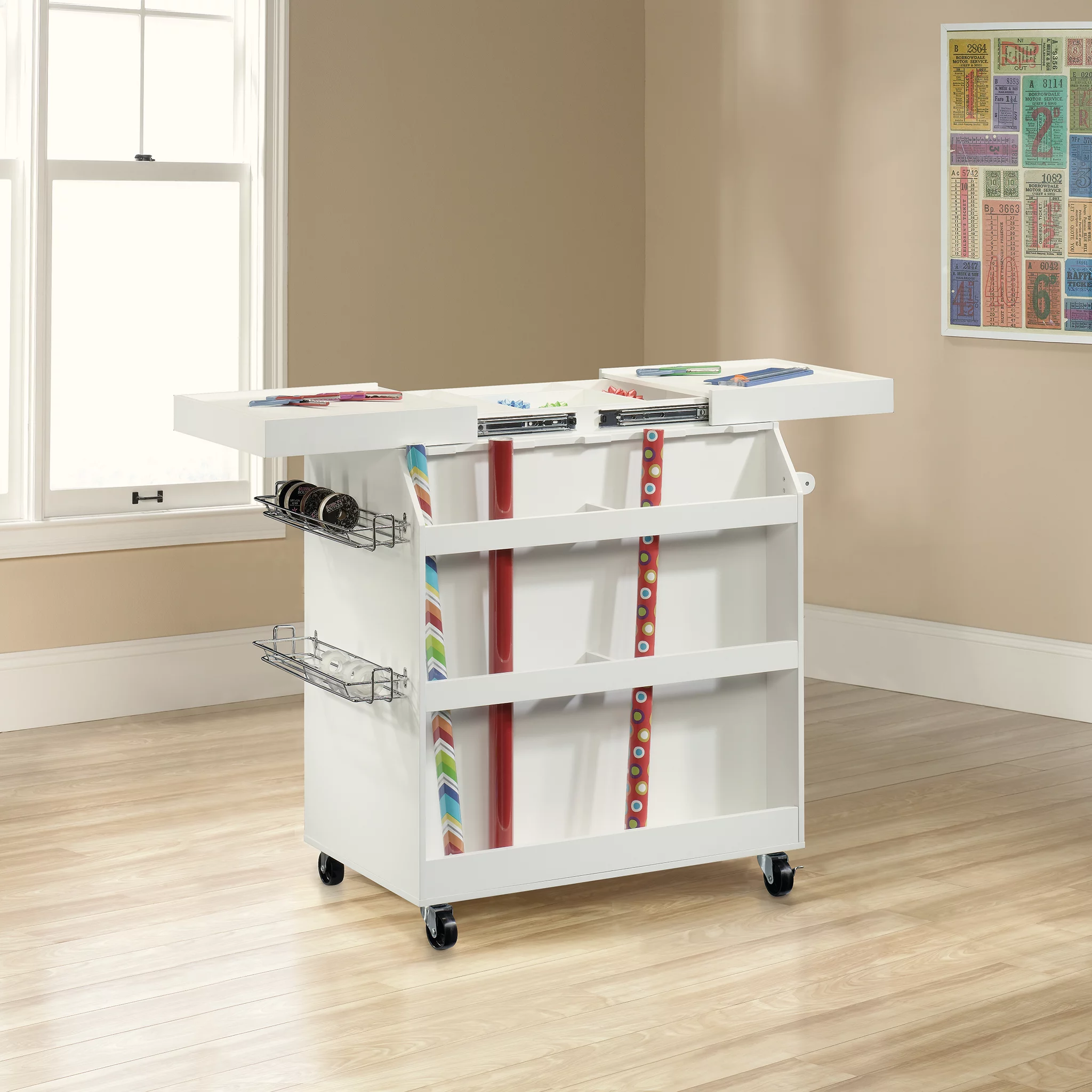 Sauder Select Craft Storage Cart, White
