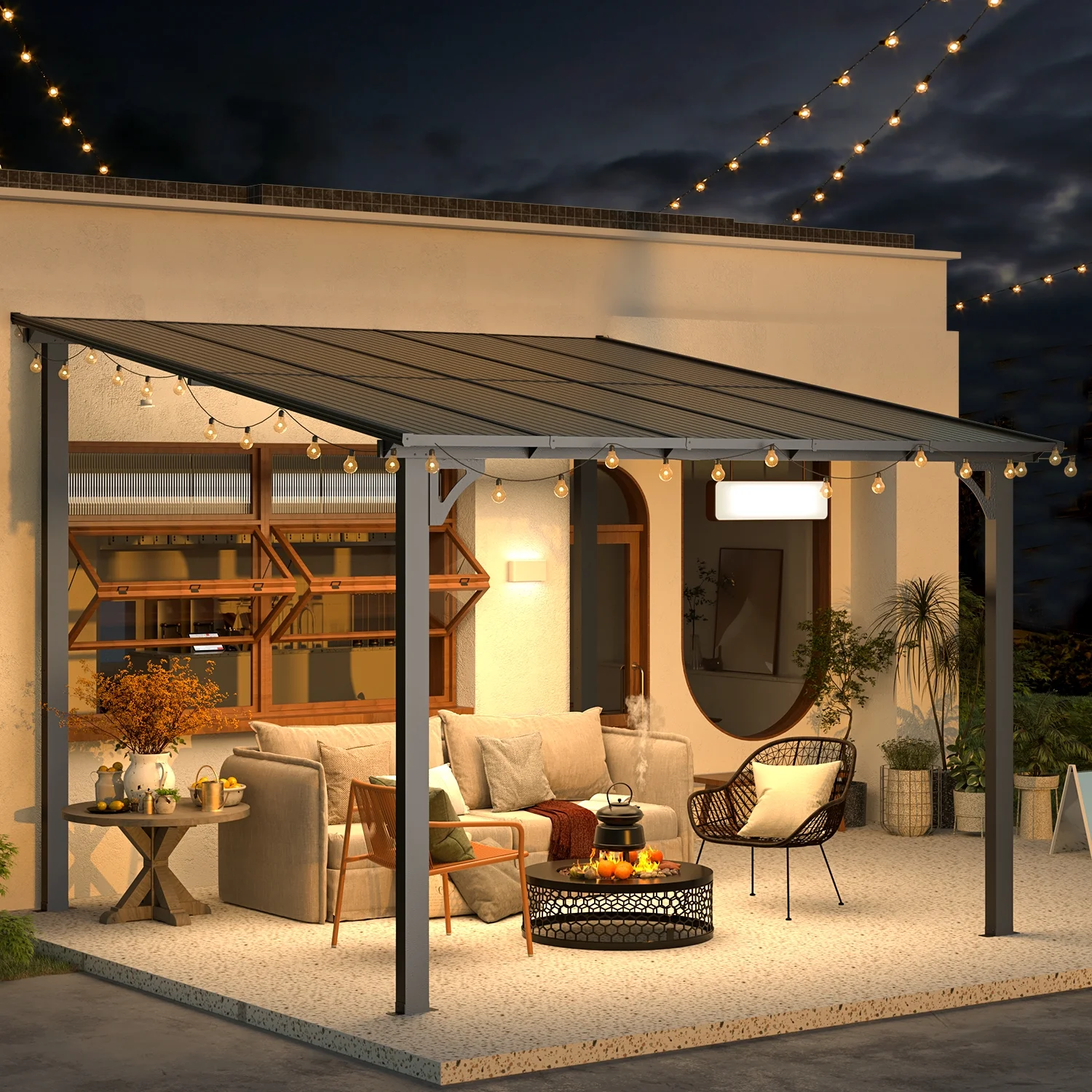 AECOJOY 10' x 10' Hardtop Gazebo Outdoor Aluminum Pergola ​For Garden, Patio, Backyard-​Gray