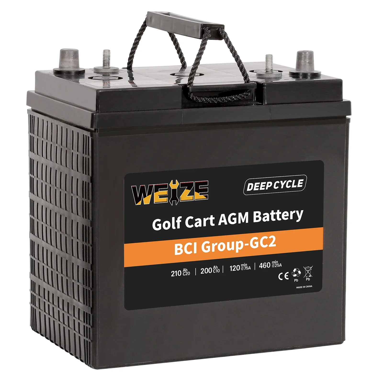 Weize Golf Cart Battery, 6V 210ah BCI Group GC2 Deep Cycle AGM Scrubber Battery