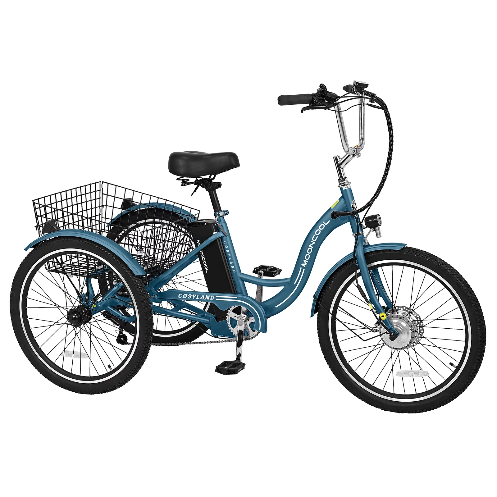 MOONCOOL Electric Tricycle, 350W 36V 24 Inches 7 Speeds 3 Wheels Electric Bikes for Adults, Motorized Electric Trike Three Wheel Electric Bicycle