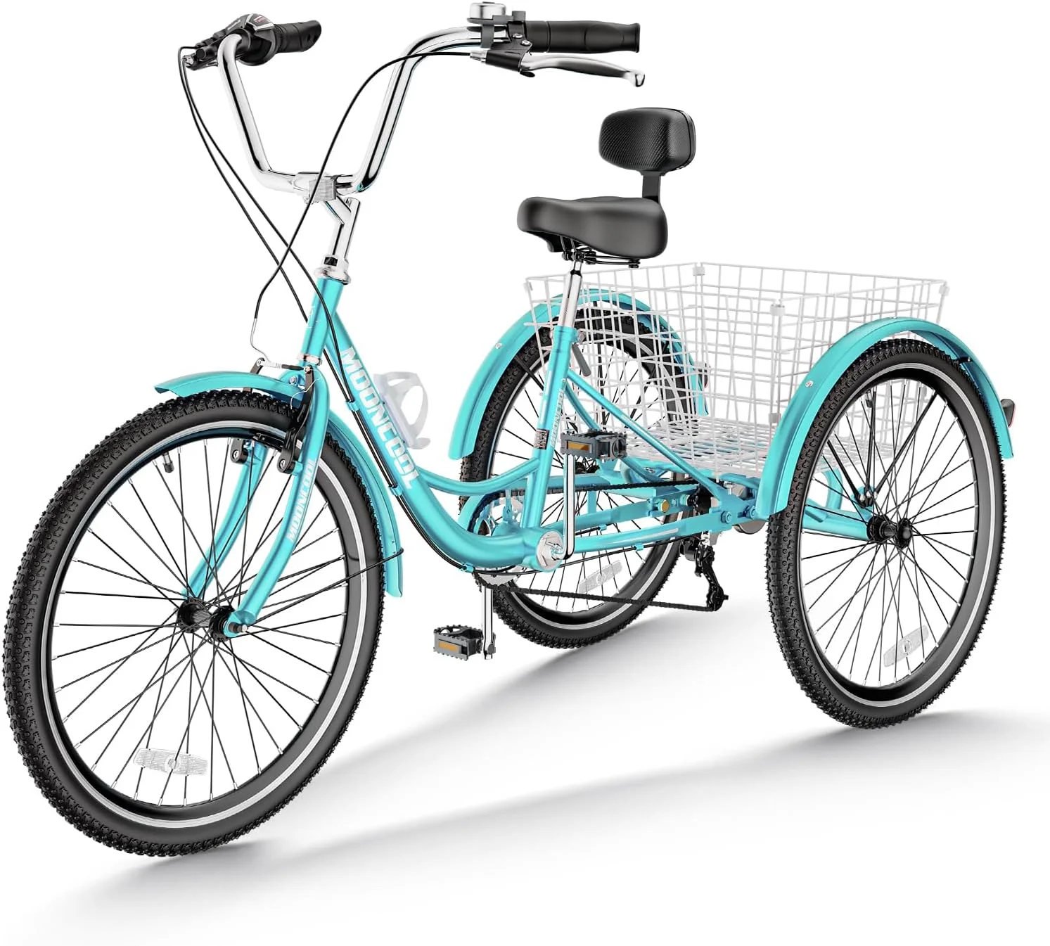 Mooncool Adult Tricycle 20/24/26 inch 7 Speed, Three Wheel Bicycle for Adult, Trike Cruiser W/ Tools & Big Basket for Exercise Shopping Picnic Outdoor Activities