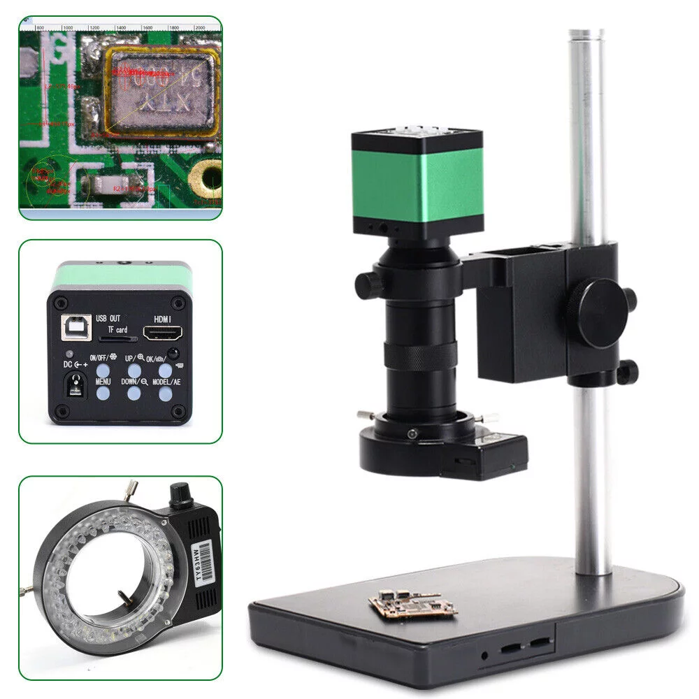 48MP HDMI Electron Microscope Industrial Camera Full HD Digital Zoom Equipment 48 MP HDMI USB 1080P Digital Video Industrial Microscope Camera C/CS Lens Interf Electronic Digital Microscope