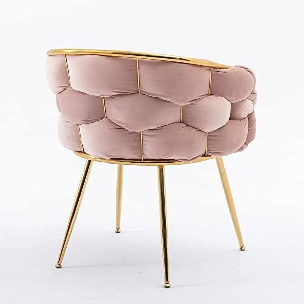 TJUNBOLIFE Velvet Accent Chair with Gold Legs - Stylish Cosmetic Chair for Desk  Living Room  or Bedroom - Silla de Acento or Silla Decorativa ()