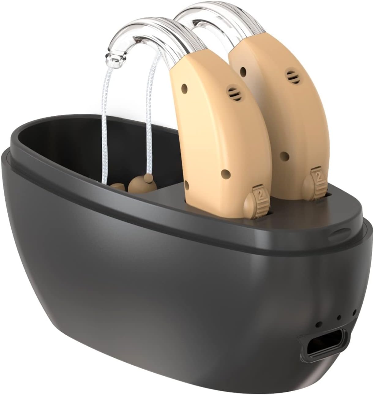 Hearing Aids,Seniors Rechargeable Hearing Amplifier with Noise Cancelling for Adults Hearing Loss, Digital Ear Hearing Assist Devices with Volume Control (Black-Beige)