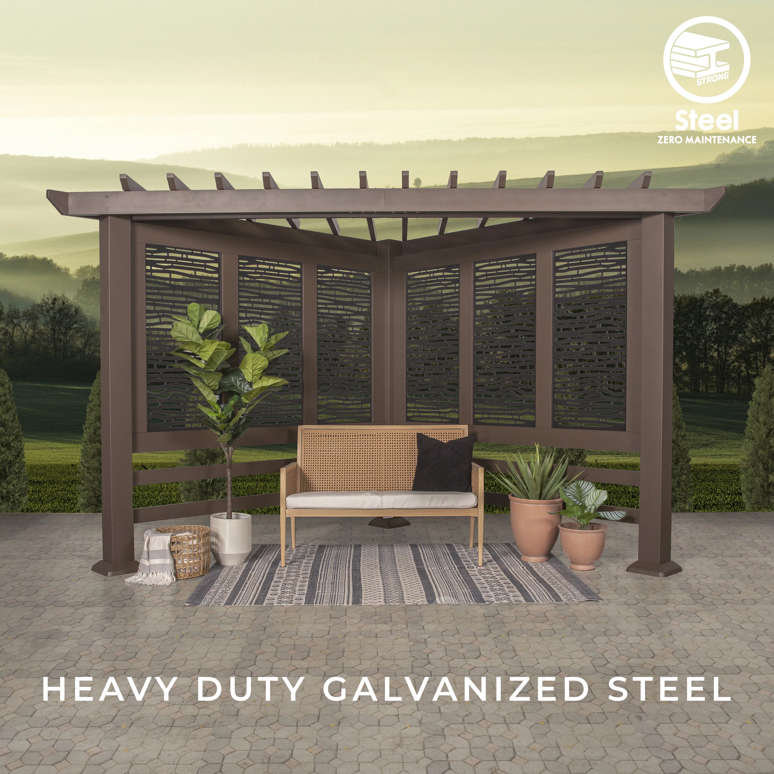 Backyard Discovery Hampton Traditional Steel Cabana Pergola - Curated Treasures Market