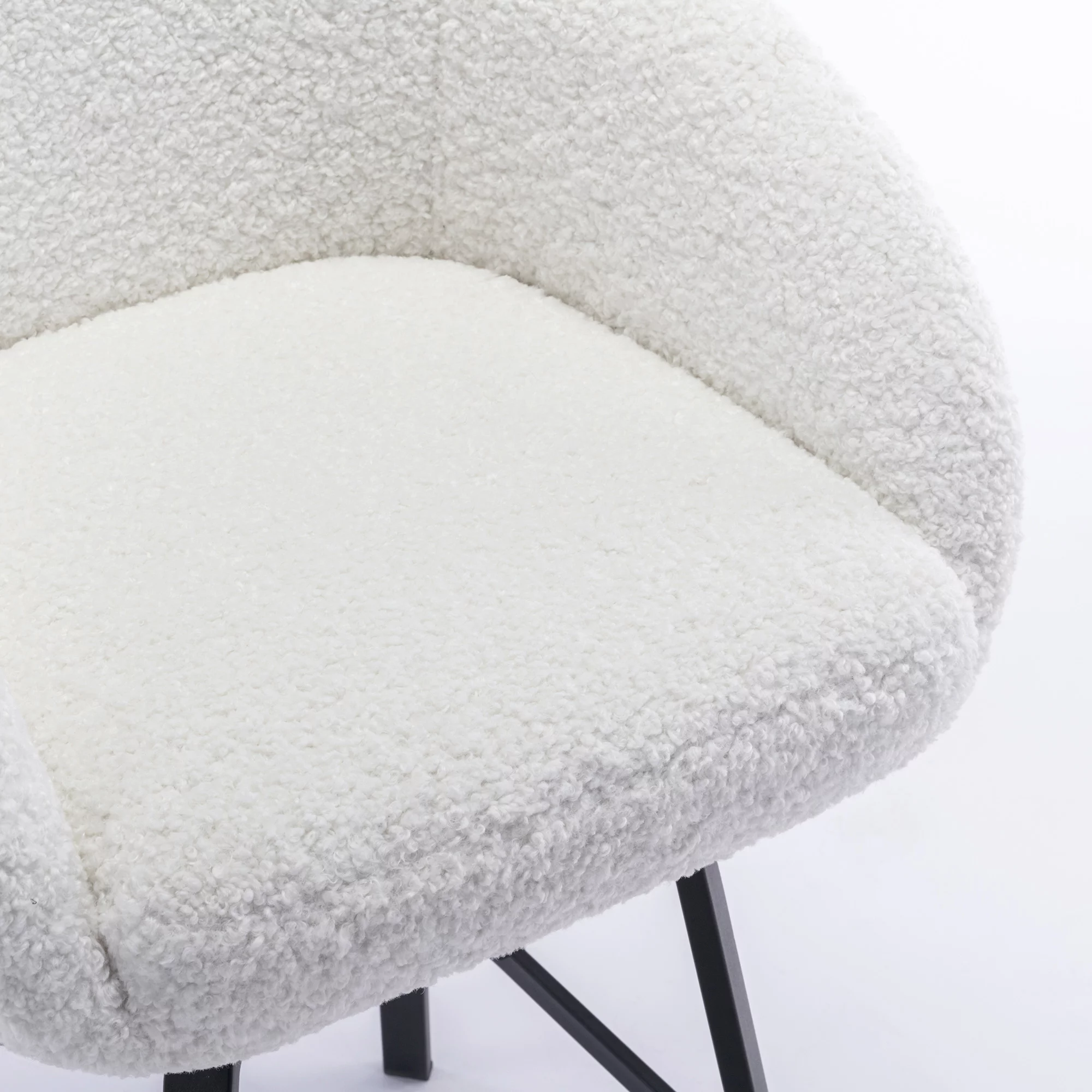 Zesthouse 25.6" Counter Height Swivel Bar Stools Set of 2, Sherpa Barrel Bar Stools with Backs, Modern Boucle Counter Stools for Pub Kitchen Island, White