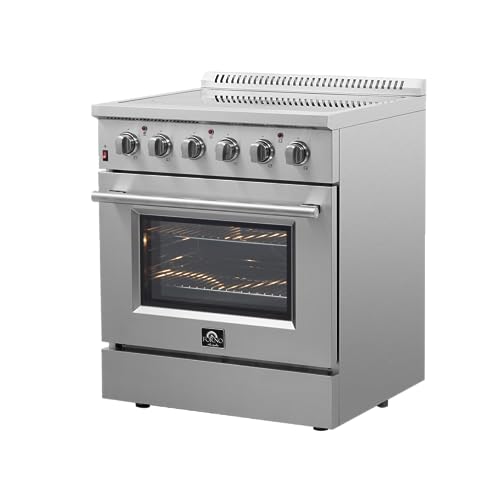 Forno Galiano Full Electric 30" Inch. Freestanding Range and Oven with 4 Radiant Elements Ceramic Glass Cooktop - 4.32 Cu.Ft. Stainless Steel Convection Oven with Air Fryer Kit