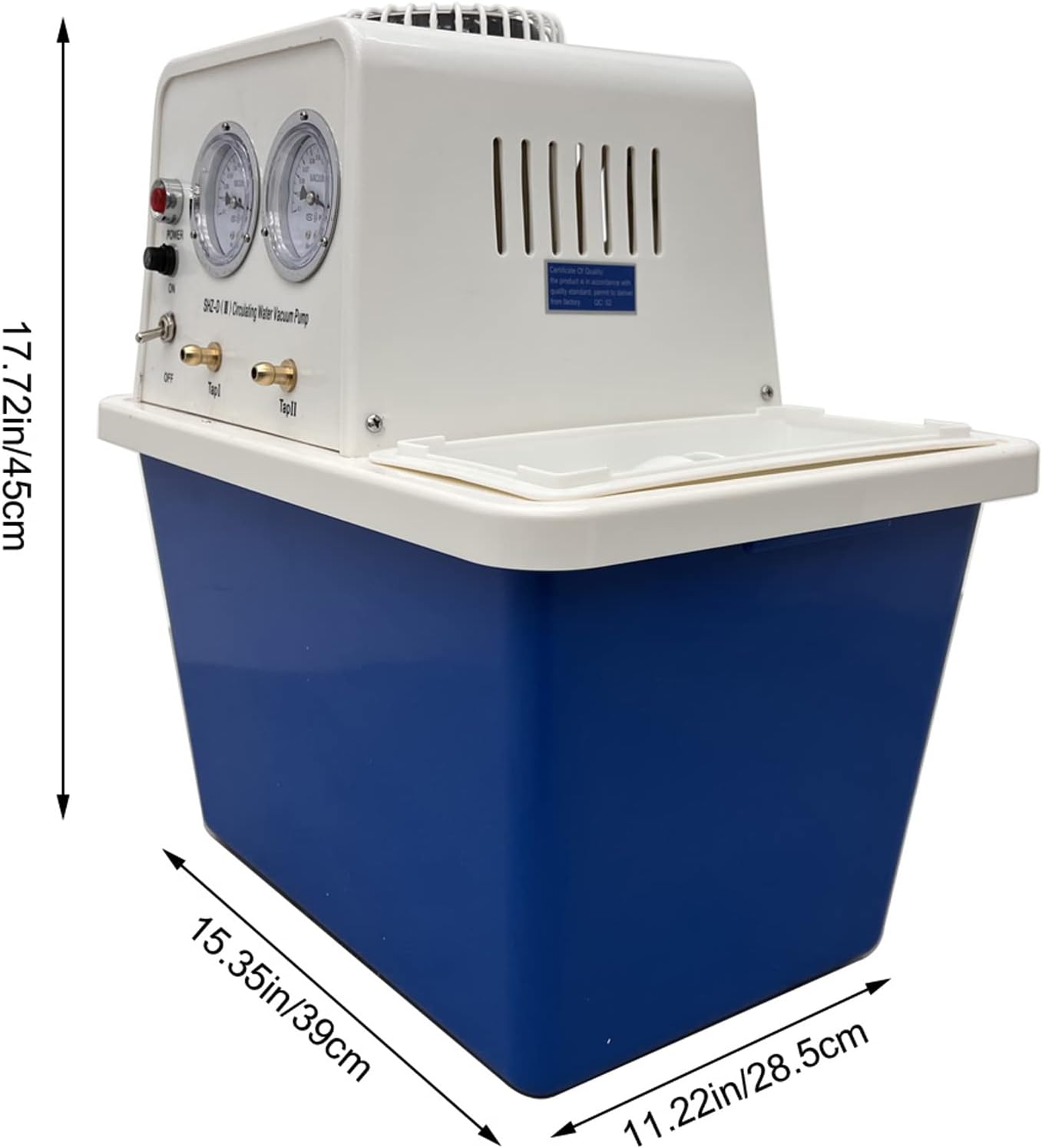 TECHTONGDA Water Circulating Vacuum Pump, 110V Lab Multi-Purpose Circulating Water Vacuum Pump with 2 Off-Gas Taps, Lab Chemistry Equipment, 15L Capacity, Anti-Corrosion Pump, 60L/min Flow Rate