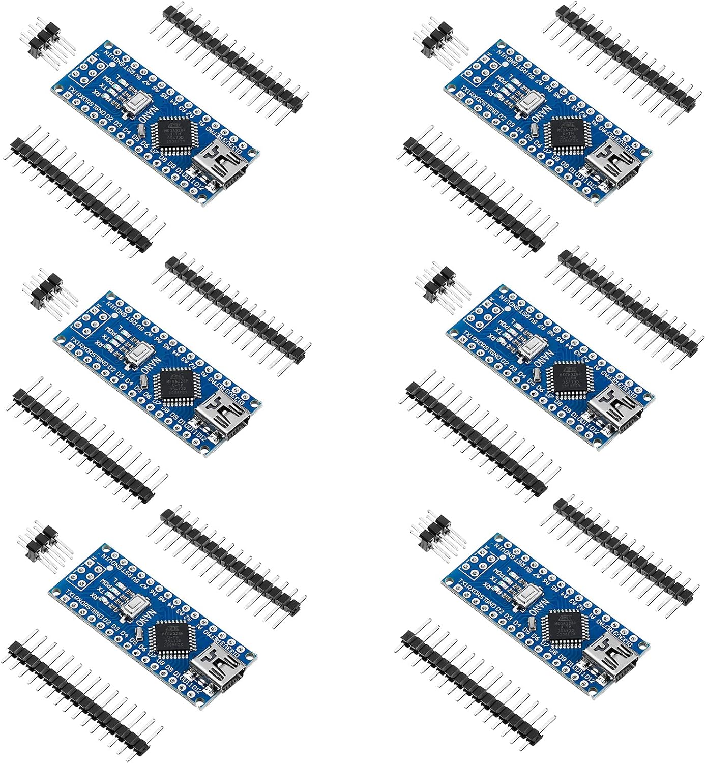 Weewooday 6 Pieces Nano Board V3.0 ATmega328P Without Cable Compatible with Arduino Nano V3.0 with Pin Headers Pin Unsoldered