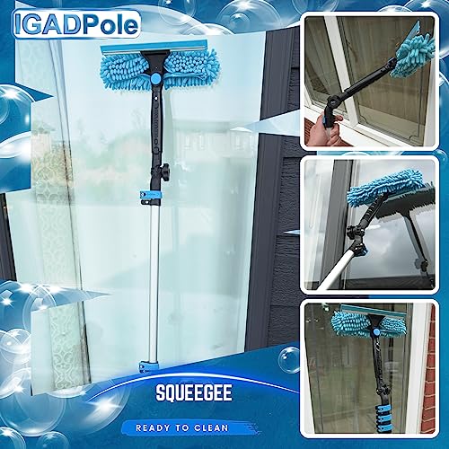IGADPole 17 FT (5m) Window Cleaning Kit, Window Washing Cleaner Equipment Kit – Squeegee, Scrubber, Soap Despencer & Water Brush Cleaner Tool with Extension Pole for Household & Outdoor