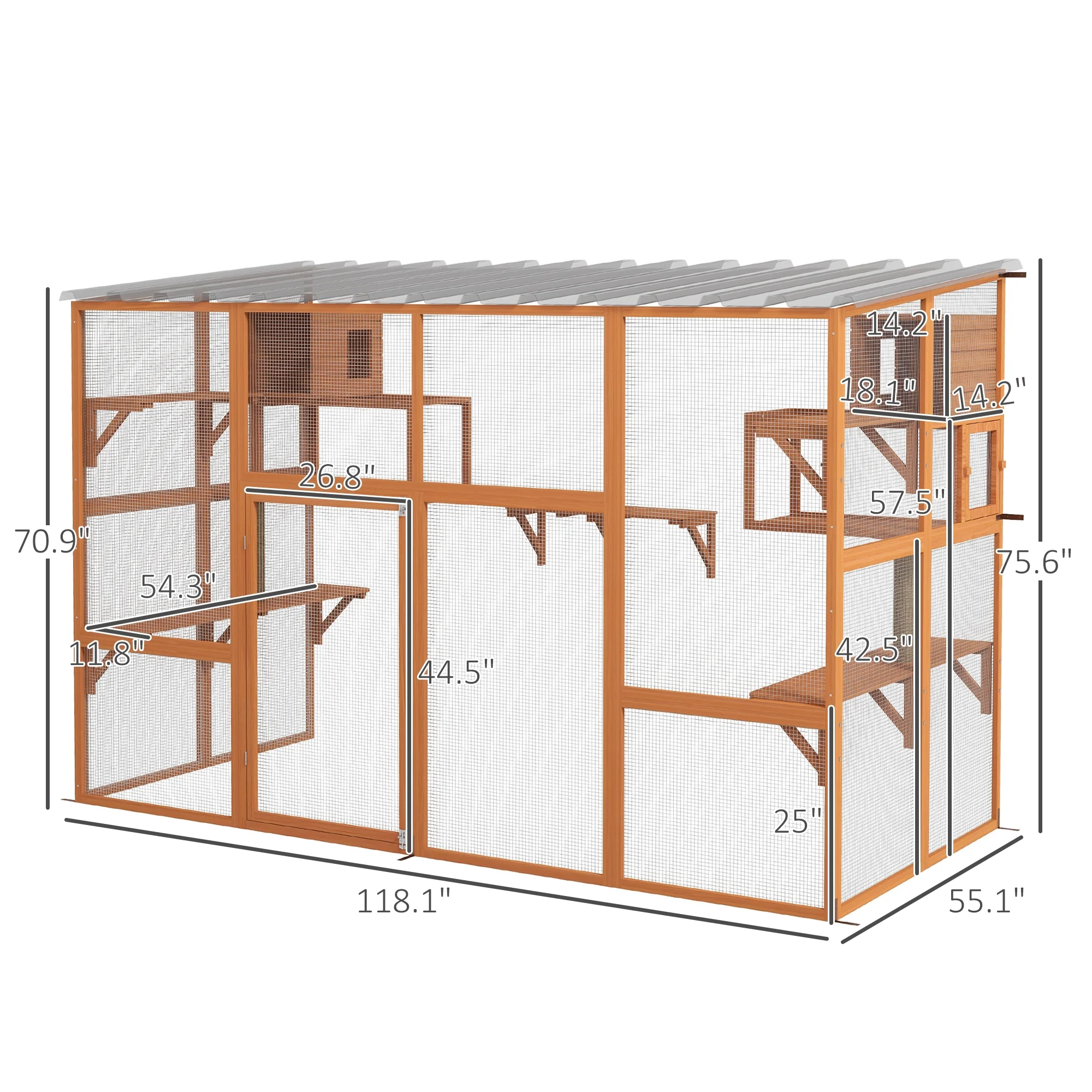 PawHut Catio Playground Cat Window Box Outside Enclosure w/ Scratching Post