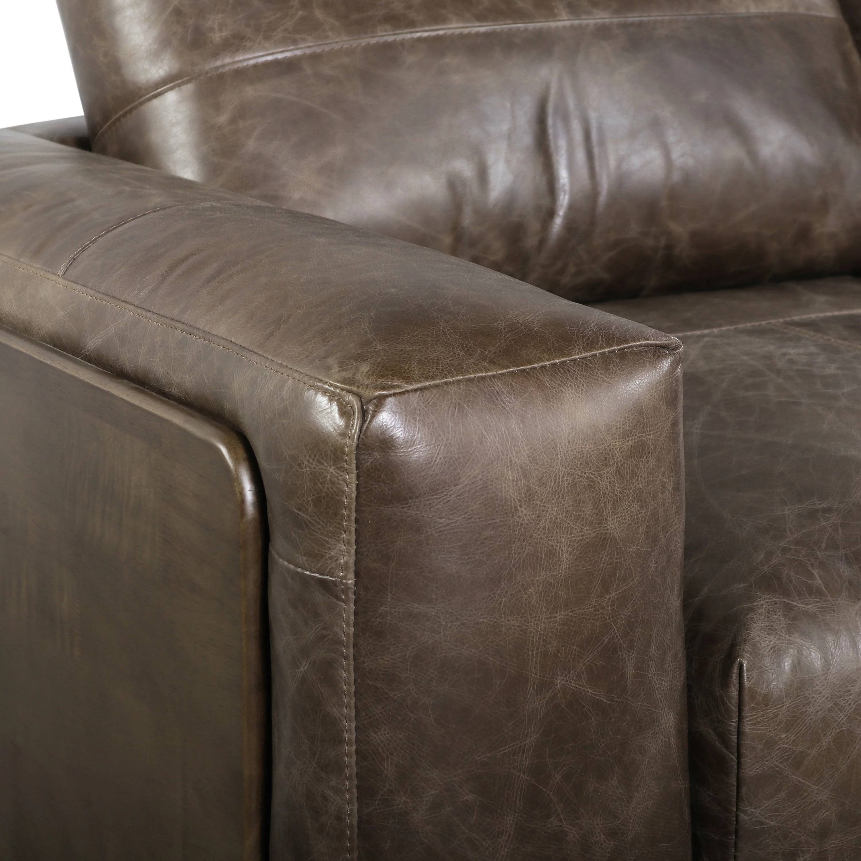 GDF Studio Connor Contemporary Upholstered Oversized Club Chair, Espresso Leather and Dark Walnut