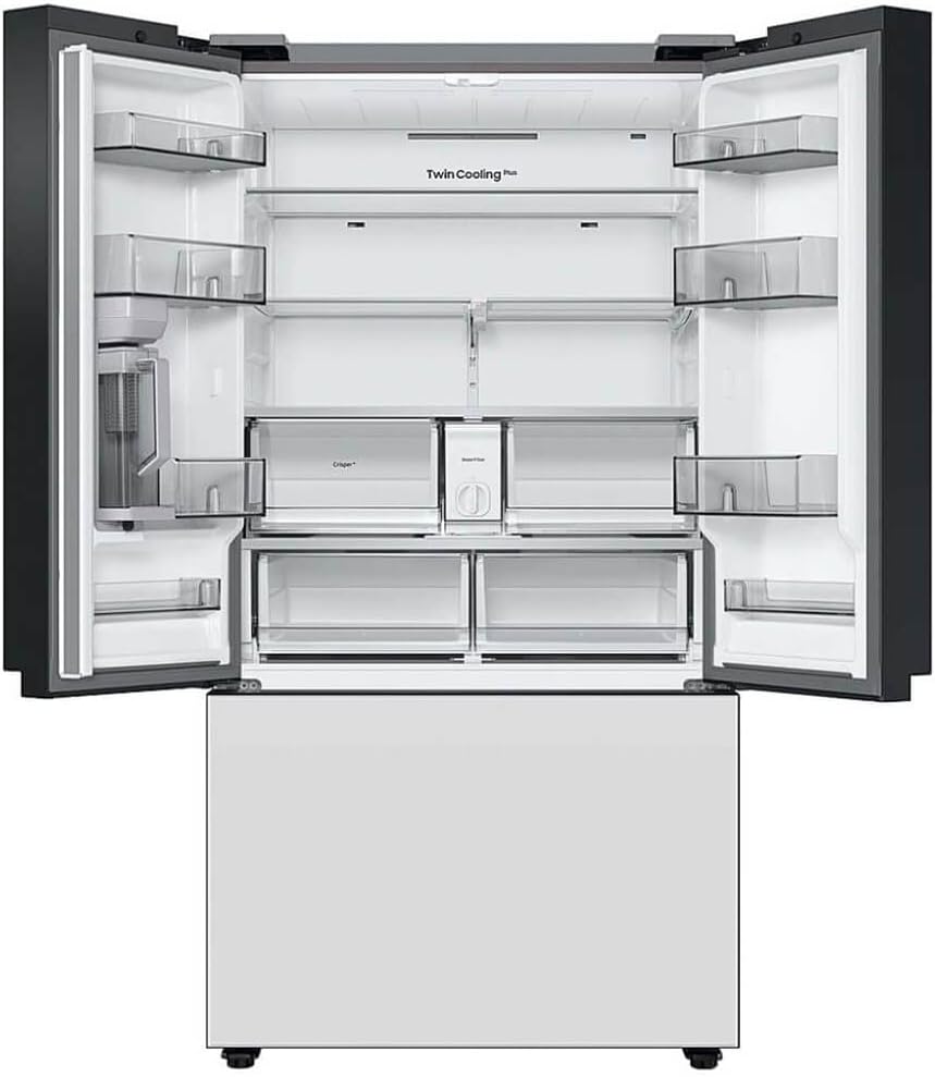 SAMSUNG RF30BB620012 30 Cu. Ft. Bespoke White Glass 3-Door French Door Refrigerator