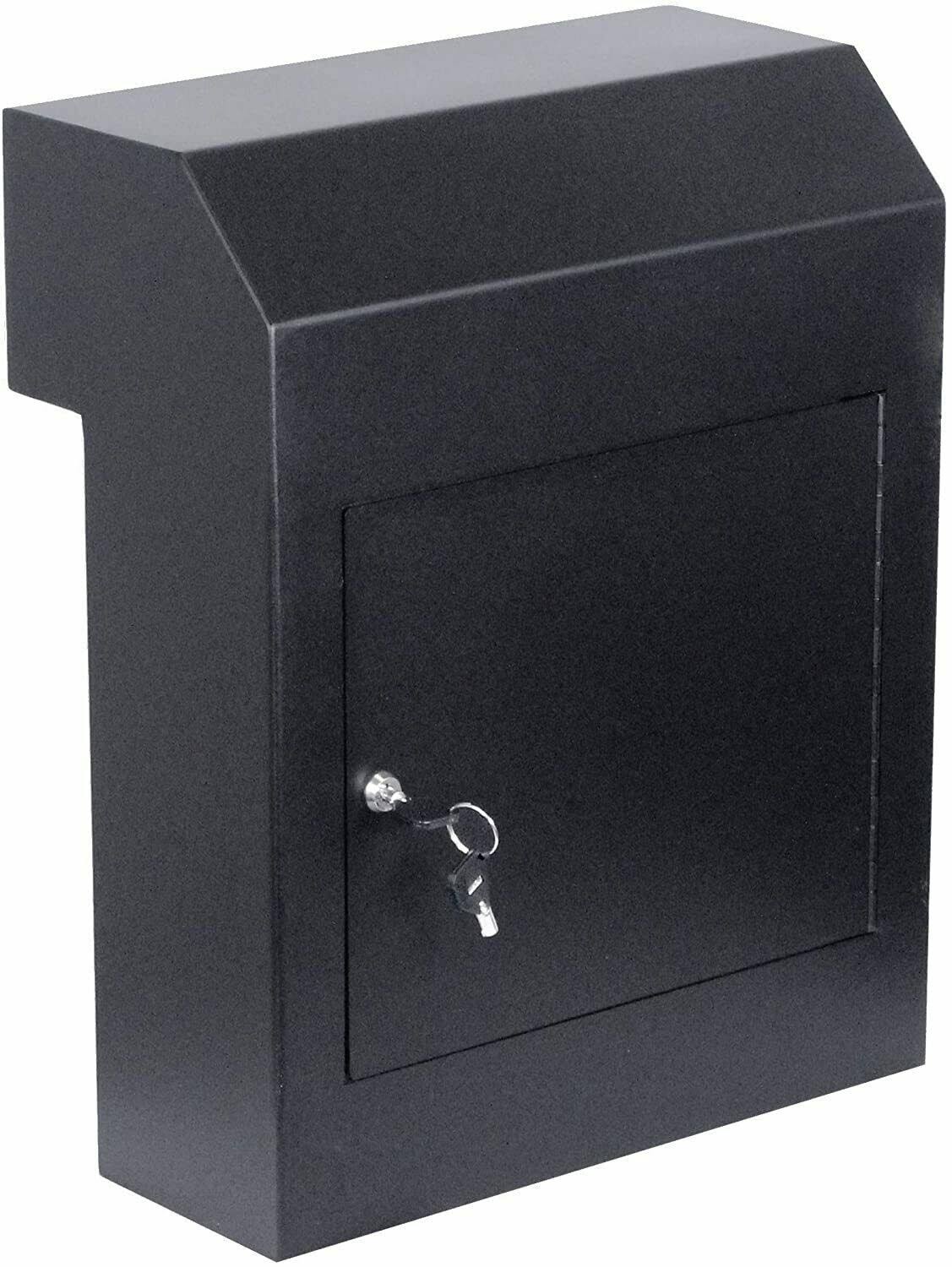 Door Drop Box Mail Slot | Through Door Installation | Locking Steel Cabinet Blk