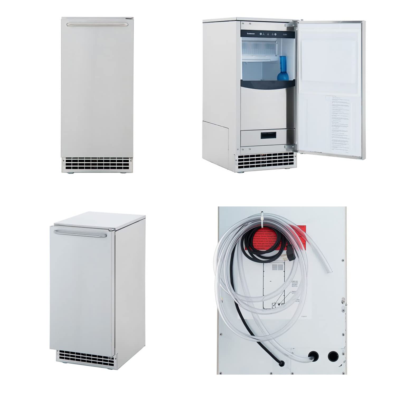 Scotsman CU50PA-1 Undercounter Ice Maker with Bin, Gourmet Cube Style, 64 lb/24 hr, Air Cooled, 15" Width, Built-in Pump Drain, 115V/60/1-ph