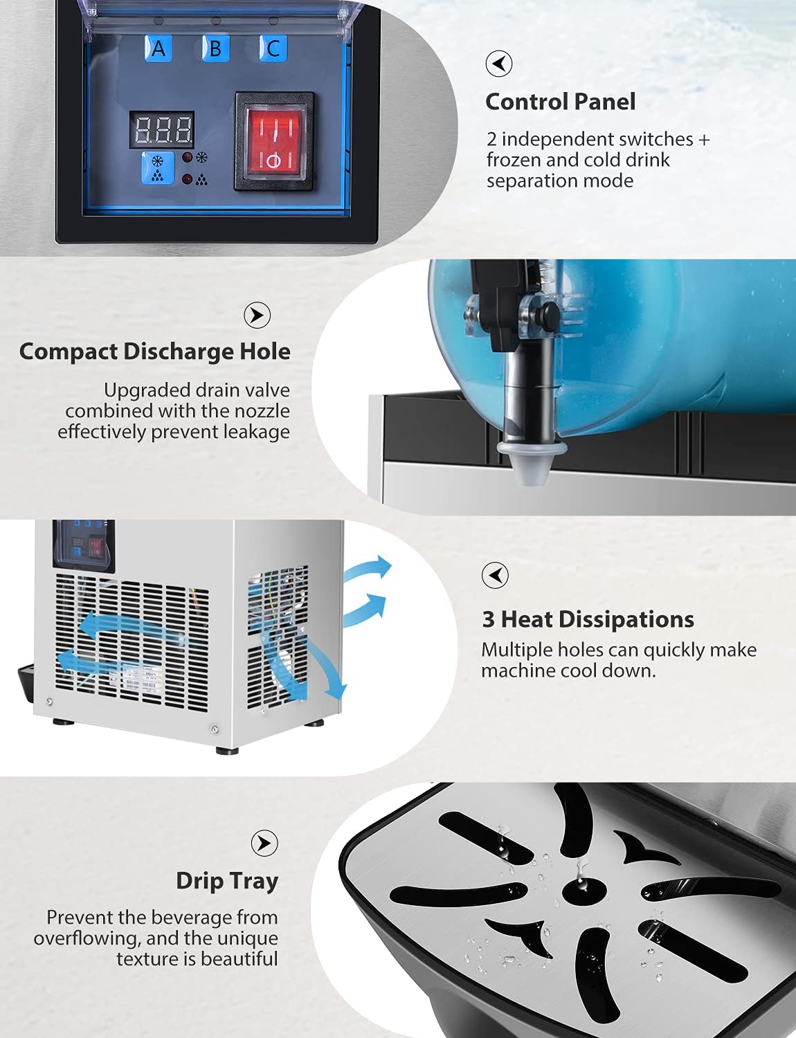 Commercial Slushy Machine for Frozen Drinks,12L 1050W 110V Large Slushie Maker,Margarita Machine,Electric Icey Smoothie Machine for Cocktail Beverage Wine Daiquiri Lemonade etc.
