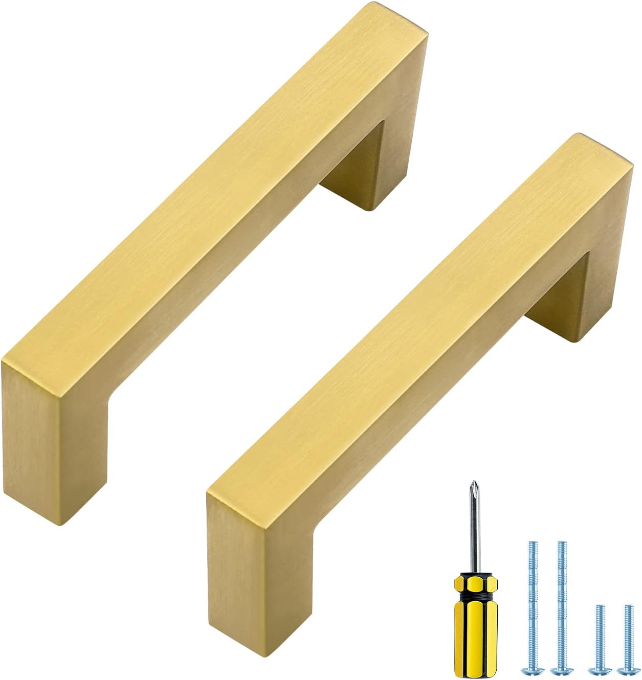 Ravinte 30 Pack Gold Cabinet Pulls 3 Inch Brusehed Brass Kitchen Cabinet Handles Gold Square Kitchen Hardware for Cabinet