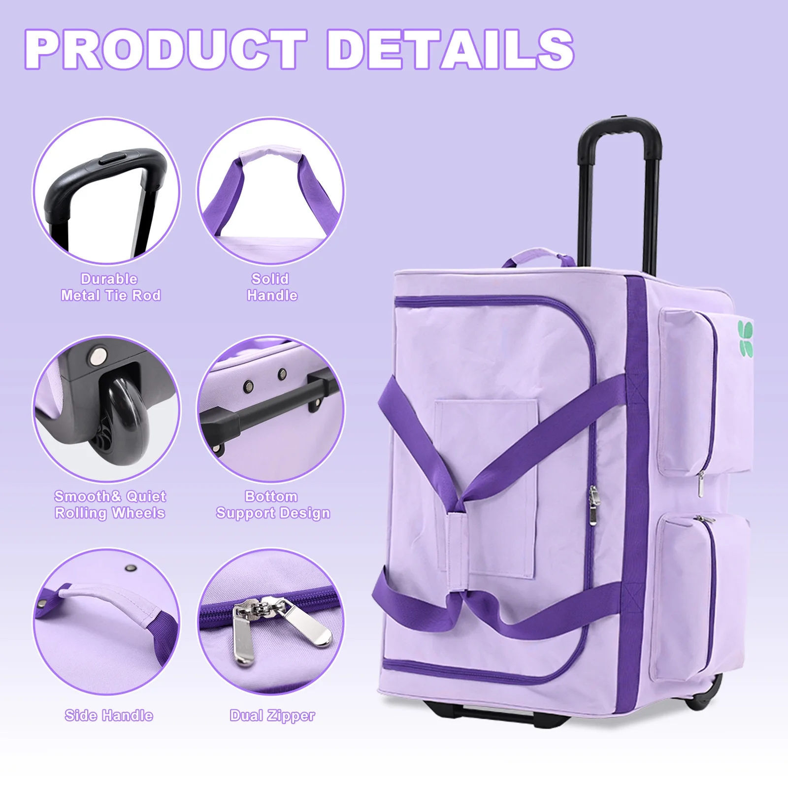SLSY Dance Bag with Garment Rack - 28" Competition Duffle Bag - Rolling Garment Bag with Wheels - Ideal Costume Suitcase for Dancers Livestreamer Athletes - Large Capacity Enhanced Stability - Curated Treasures Market