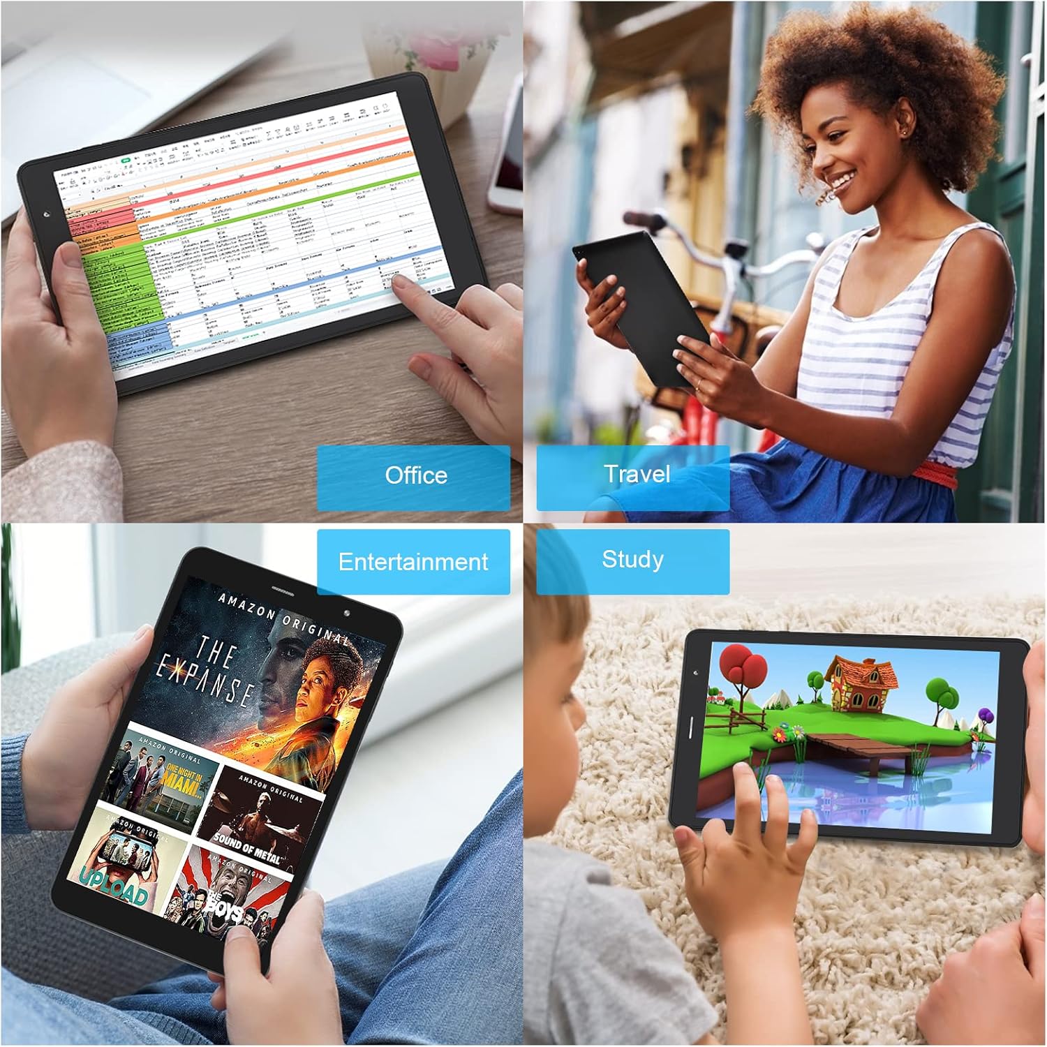 Android Tablet 8 inch, Android 11.0 16GB Storage 128GB TF Expansion Tablets, Quad-core A7 Processor 800x1280 IPS HD Touchscreen Dual Camera Tablets, Support WiFi, Bluetooth Pack of 2