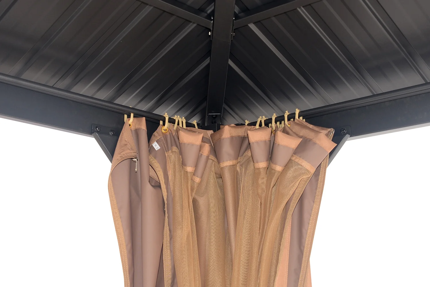 FineFind 10' x 12' Hardtop Gazebo Outdoor Metal Canopy Gazebo with Netting and Curtains for patios  all season