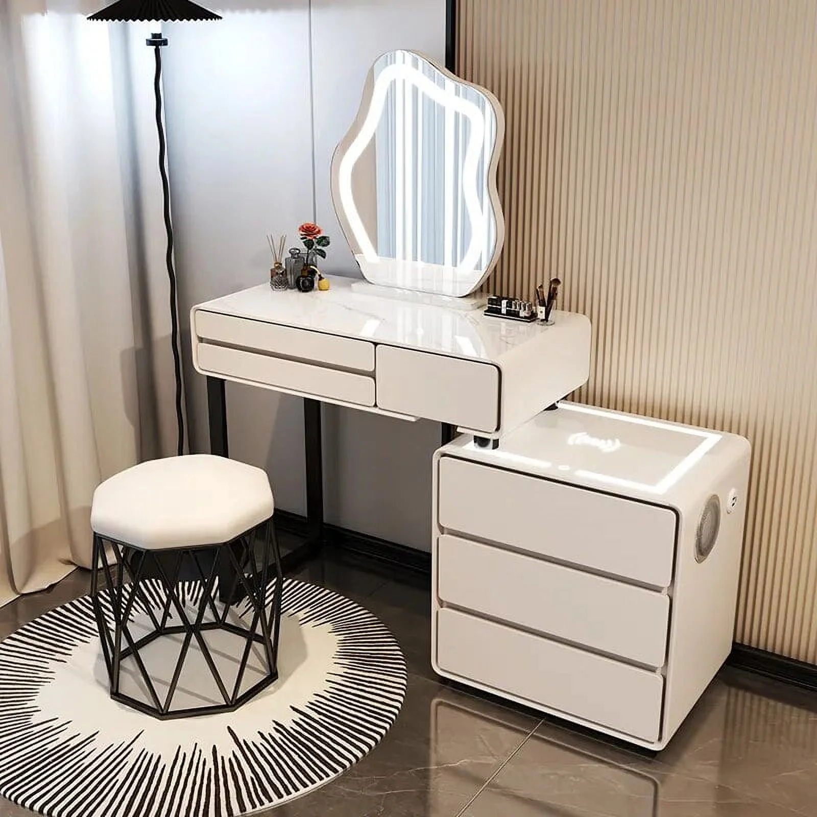 Vanity Bedroom Dressing Table Makeup Mirror Nordic Modern Dressing Table Wood Storage Coiffeuses De Chambre Home Decoration