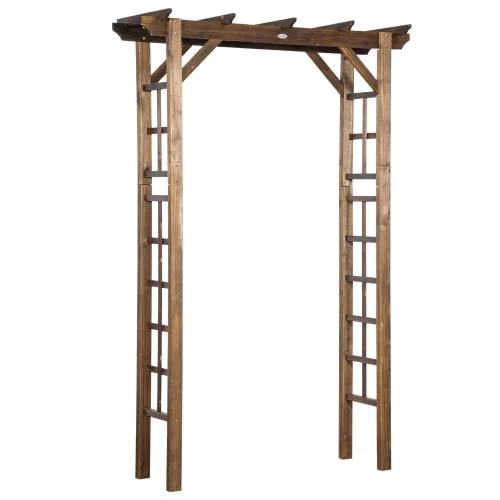 Buumin Outsunny 85" Wooden Garden Arbor for Wedding and Ceremony, Outdoor Garden Arch Trellis for Climbing Vines - Carbonized - Curated Treasures Market