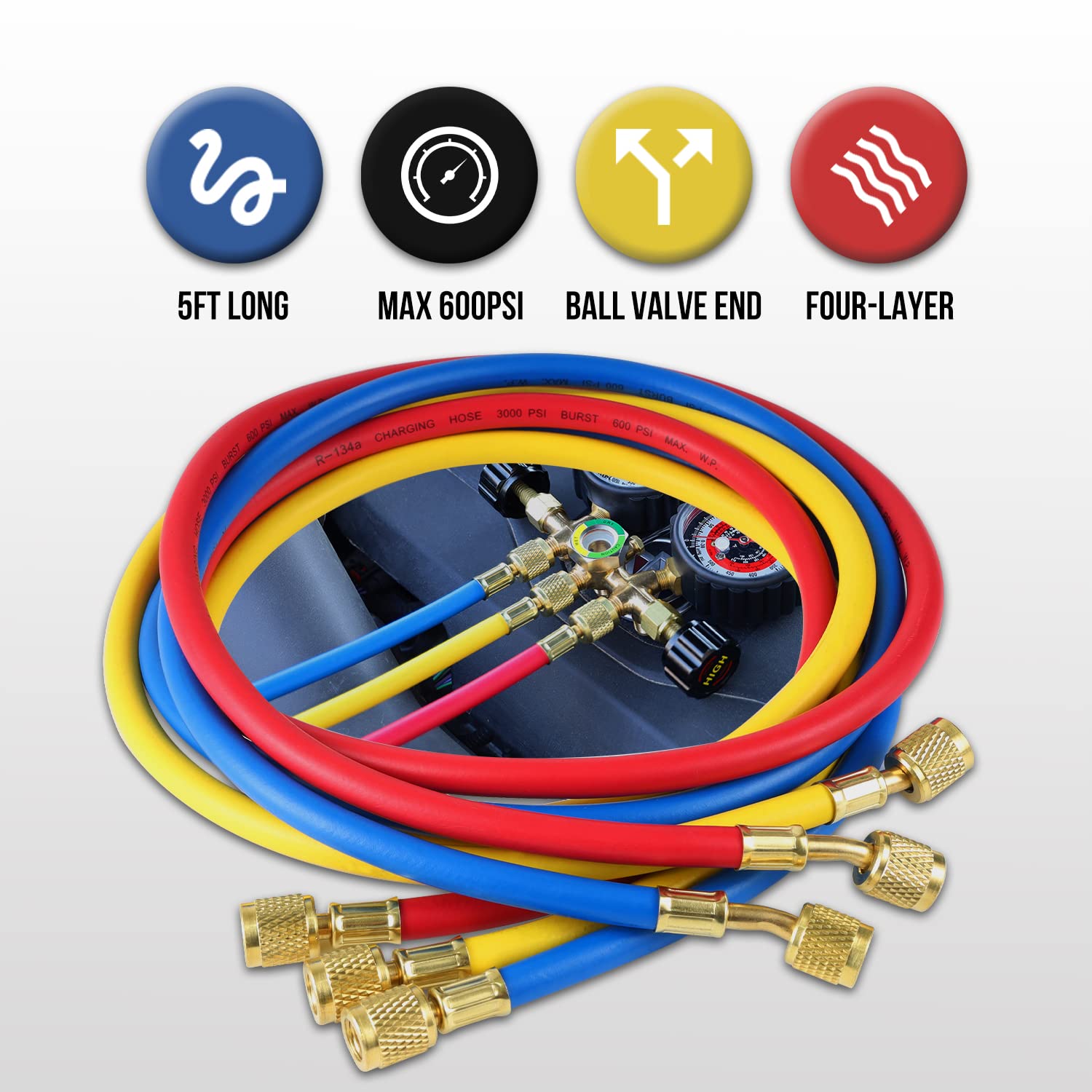 Lichamp R134A AC Gauge Set, Diagnostic Manifold Gauge Compatible with R134A R12 R22 R502 Refrigerants, Works on Freon Charging and Evacuation Pack of 2
