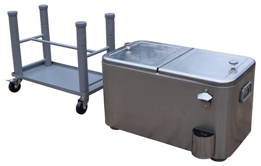 Oakland Living 60 Quart Party Cooler Cart Stainless Steel