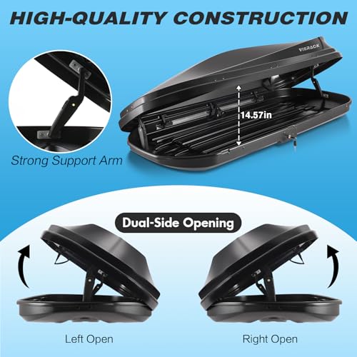 White Rooftop Cargo Box Carrier Large 21 Cubic Feet Car Top Mount Travel Luggage Storage,Dual Side Opening,Heavy Duty Waterproof Roof Storage Box Extra Keys,75.98" L x 31.5" W x 14.96" H