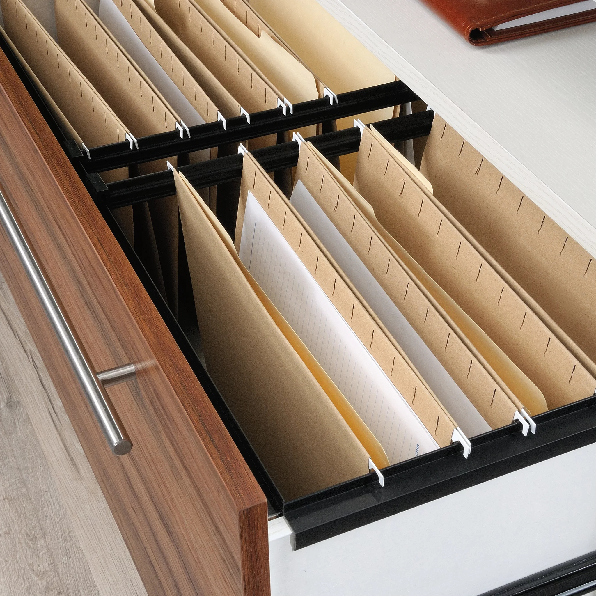Sauder Vista Key Lateral Office File Cabinet with Open Storage, Pearl Oak Finish