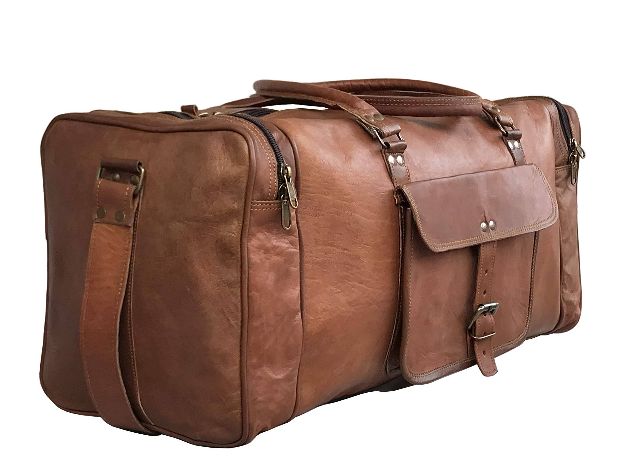 24 inch Genuine Leather Duffel | Travel Overnight Weekend Leather Bag | Sports